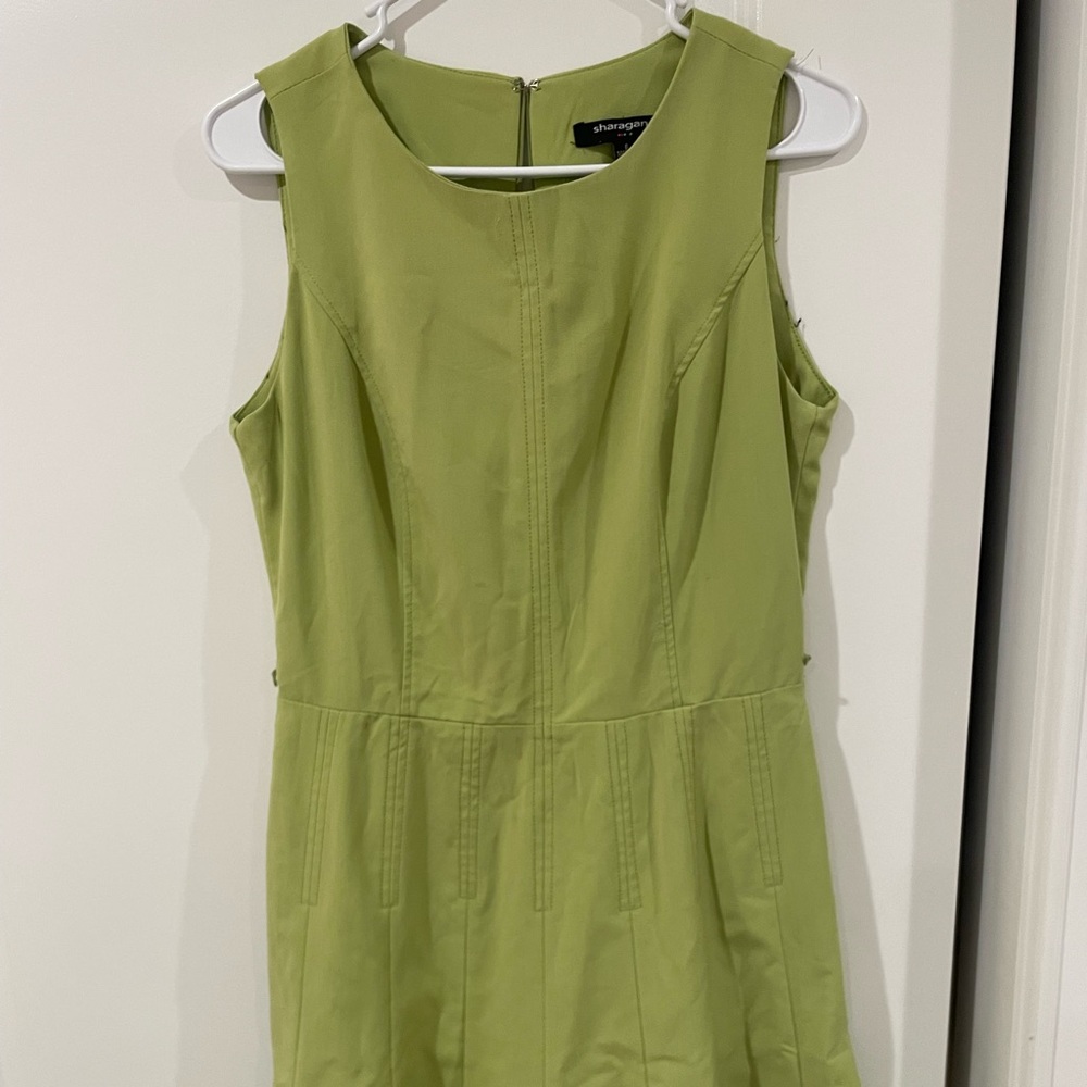 Sharagano Sleeveless Lime Green A-Line Dress